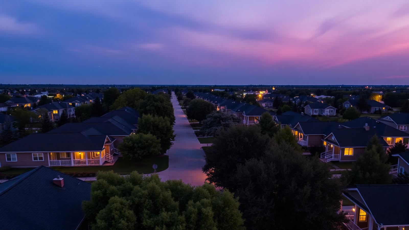 Sioux Falls neighborhood at twilight